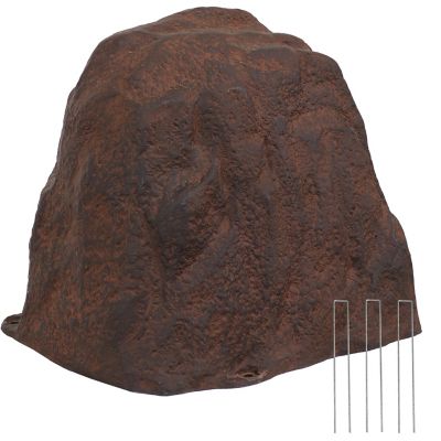 Sunnydaze Decor Outdoor Lightweight Polyresin Landscape Rock Septic Cover with Stakes - Brown - 21.5 in.