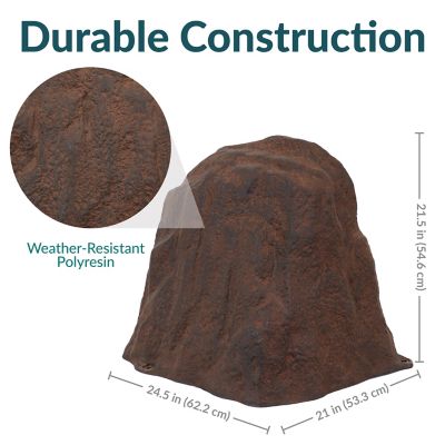 Image showing 5 th Sunnydaze Decor 21.5 in. Outdoor Lightweight Polyresin Landscape Rock Septic Cover with Stakes, Brown