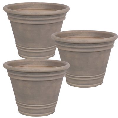 Image showing 4 th Sunnydaze Decor 10.6 gal. Polyresin Franklin Outdoor/Indoor Unbreakable UV-Resistant Flower Pot Planters, 3-Pack