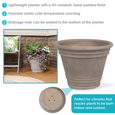 Image showing 5 th Sunnydaze Decor 10.6 gal. Polyresin Franklin Outdoor/Indoor Unbreakable UV-Resistant Flower Pot Planters, 3-Pack