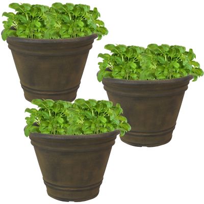 Sunnydaze Decor 10.6 gal. Polyresin Franklin Outdoor/Indoor Unbreakable UV-Resistant Flower Pot Planters, 3-Pack