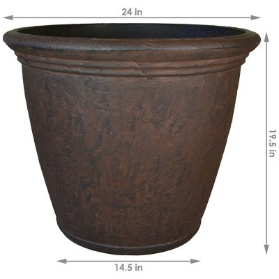 Image showing  76 qt. Polyresin Anjelica Indoor/Outdoor Unbreakable Double-Walled UV-Resistant Flower Pot Planter