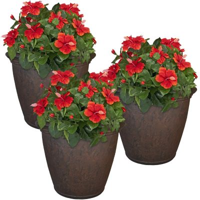 Image showing  76 qt. Polyresin Anjelica Indoor/Outdoor Unbreakable Double-Walled UV-Resistant Flower Pot Planter
