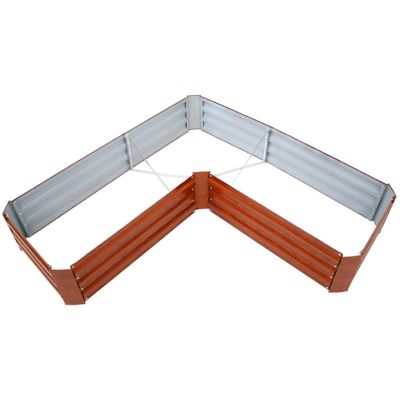 Image showing 3 th Sunnydaze Decor Outdoor Galvanized Steel Raised Garden Bed for Plants, Vegetables and Flowers, 59.5 in., L-Shaped, Woodgrain