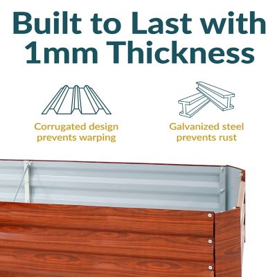 Image showing 7 th Sunnydaze Decor Outdoor Galvanized Steel Raised Garden Bed for Plants, Vegetables and Flowers, 59.5 in., L-Shaped, Woodgrain