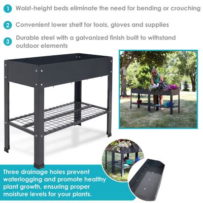 Image showing  Hot Dip Galvanized Steel Raised Garden Bed with Mesh Shelf, 35.75 x 16 x 31.75in., Gray, 2 pk.