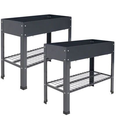 Image showing  Hot Dip Galvanized Steel Raised Garden Bed with Mesh Shelf, 35.75 x 16 x 31.75in., Gray, 2 pk.