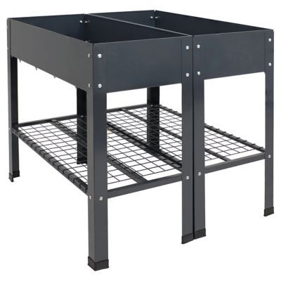 Image showing  Hot Dip Galvanized Steel Raised Garden Bed with Mesh Shelf, 35.75 x 16 x 31.75in., Gray, 2 pk.