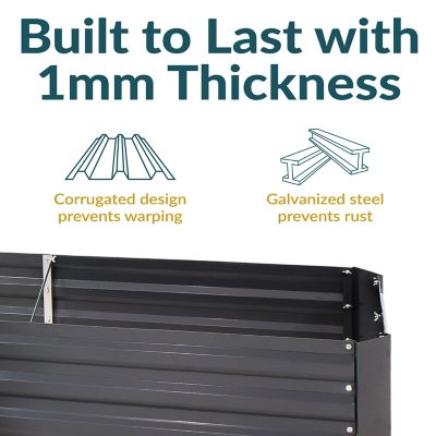 Image showing  Outdoor Galvanized Steel Raised Garden Bed for Plants, Vegetables and Flowers, 59.5 in., L-Shaped, Dark Gray