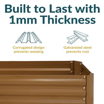 Image showing  Outdoor Galvanized Steel Raised Garden Bed for Plants, Vegetables and Flowers, 59.5 in., L-Shaped, Brown