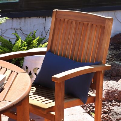 Image showing 6 th Sunnydaze Decor Outdoor Solid Teak Wood Slat-Back Patio Dining Armchair - Light Brown Finish