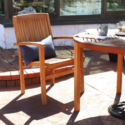 Image showing  Outdoor Solid Teak Wood Slat-Back Patio Dining Armchair