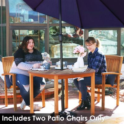 Image showing  Outdoor Solid Teak Wood Slat-Back Patio Dining Armchair