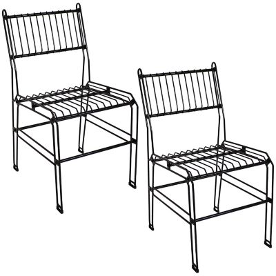 Sunnydaze Decor Indoor/Outdoor Furniture Steel Wire Dining Chairs - Black - 2pc