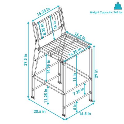 Image showing  Indoor/Outdoor Furniture Steel Wire Bar-Height Dining Chair