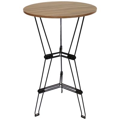 Image showing  3-Piece Indoor Furniture Steel Wire Bar Set with Faux Woodgrain Tabletop - Brown - 3 pc