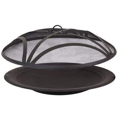 Sunnydaze Decor Outdoor Replacement Steel Fire Pit Bowl with Spark Screen, 39 in.