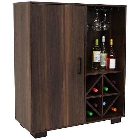 Sunnydaze Decor Indoor Lavina Wine Cabinet with Glass and Bottle Storage Shelves