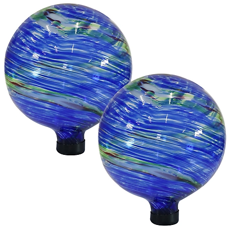 Sunnydaze Decor Northern Lights Glass Gazing Globe with Stemmed Bottom and Rubber Cap, ZIB-543-2PK