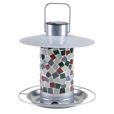 Royal Wing Mosaic Bird Feeder With Soft Glowing Solar Powered Light