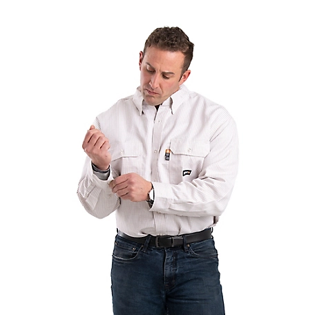 Berne Men's Flame-Resistant Button Down Plaid Long Sleeve Work Shirt