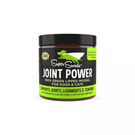 Super Snouts Joint Power Supplement 100% Green Lipped Mussel Powder for Dogs and Cats 2.64 oz. Dog Hip & Joint Care