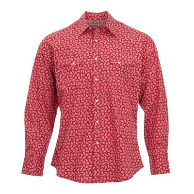 Wrangler Men's Wrancher Print Long-Sleeve Button-Down Shirt, 112358517