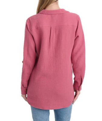 Image showing  Women's Button-Front Woven Gauze Long-Sleeve Shirt
