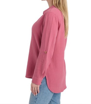 Image showing  Women's Button-Front Woven Gauze Long-Sleeve Shirt