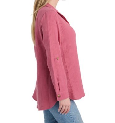 Image showing  Women's Button-Front Woven Gauze Long-Sleeve Shirt