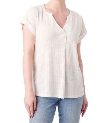 Image showing 0 th Como Vintage Women's Pointelle Linen Blend Knit Short-Sleeve Tunic