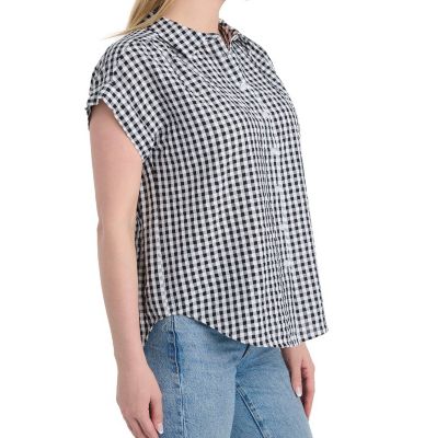 Image showing  Women's Bubble Gingham Camp Short-Sleeve Button-Down Shirt