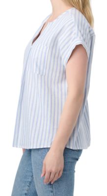 Image showing  Women's Linen Blend 1-Pocket Short-Sleeve Popover Shirt