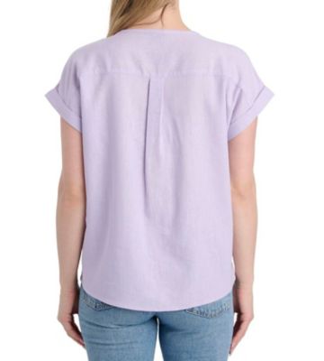 Image showing  Women's Linen Blend 1-Pocket Short-Sleeve Popover Shirt