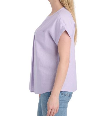 Image showing  Women's Linen Blend 1-Pocket Short-Sleeve Popover Shirt