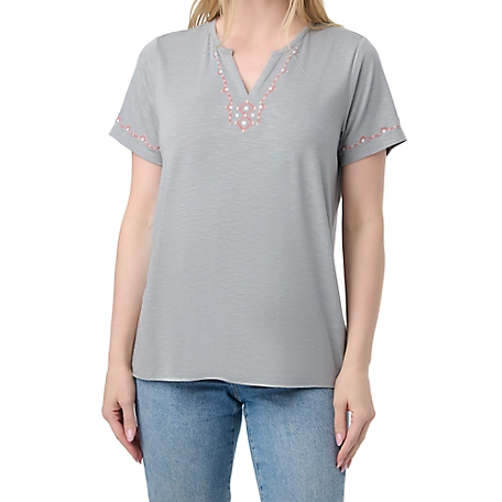 Como Vintage Women's Short Sleeve Embroidered Fashion Tee