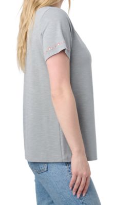 Image showing  Women's Embroidered Fashion V-Neck Short-Sleeve T-Shirt