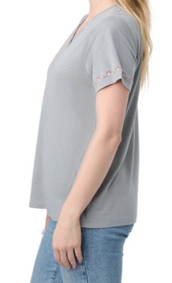 Image showing  Women's Embroidered Fashion V-Neck Short-Sleeve T-Shirt