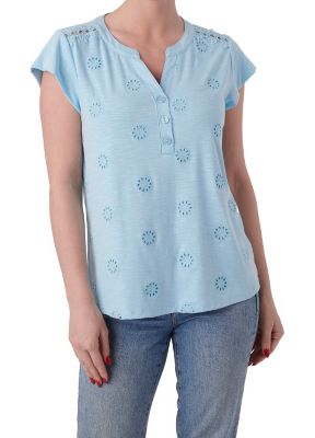 Como Vintage Women's Slub Eyelet Henley T-Shirt