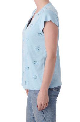 Image showing  Women's Slub Eyelet Henley T-Shirt