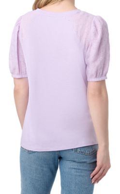 Image showing  Women's Mix Media Slub Eyelet Elbow Sleeve Popover