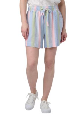 Como Vintage Women's Relaxed Fit Linen-Blend Multi Stripe Shorts