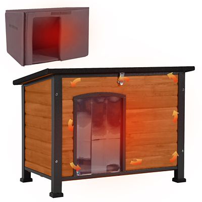 Aivituvin Insulated Outdoor Wooden Dog House with Liner and Waterproof Roof, Medium