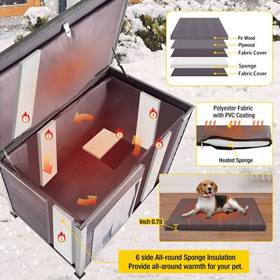 Image showing  Large Insulated Outdoor Dog House with Removable Liner Inside 43.3 in. (L) x 29.4 in. (W) x 33.4 in. (H)