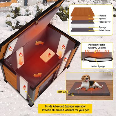 Image showing  Large Insulated Outdoor Dog House with Removable Liner Inside 43.3 in. (L) x 29.4 in. (W) x 33.4 in. (H)