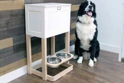 Image showing  50 lb. Parlor MDF Pet Feeder Station, White