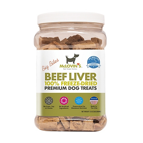 McLovin's Freeze Dried Dog Treat Beef Liver, 12 oz Canister.