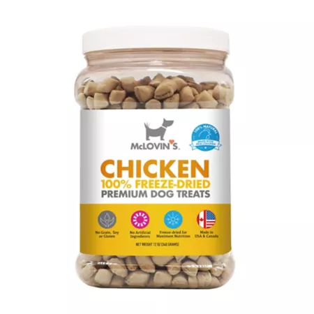 McLovin's 100% Freeze Dried Chicken Flavor Premium Dog Treats in Jar 12 oz. Dog Treat Jars