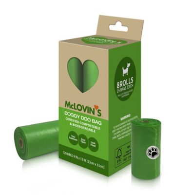 McLovin's Pet Compostable Doggy Doo Bags, 120 Bags, Green