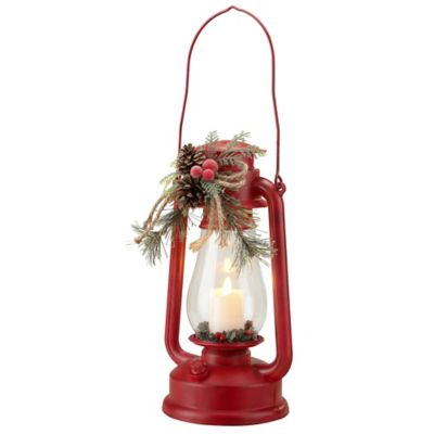 Red Shed Red Christmas Lantern with LED Candle